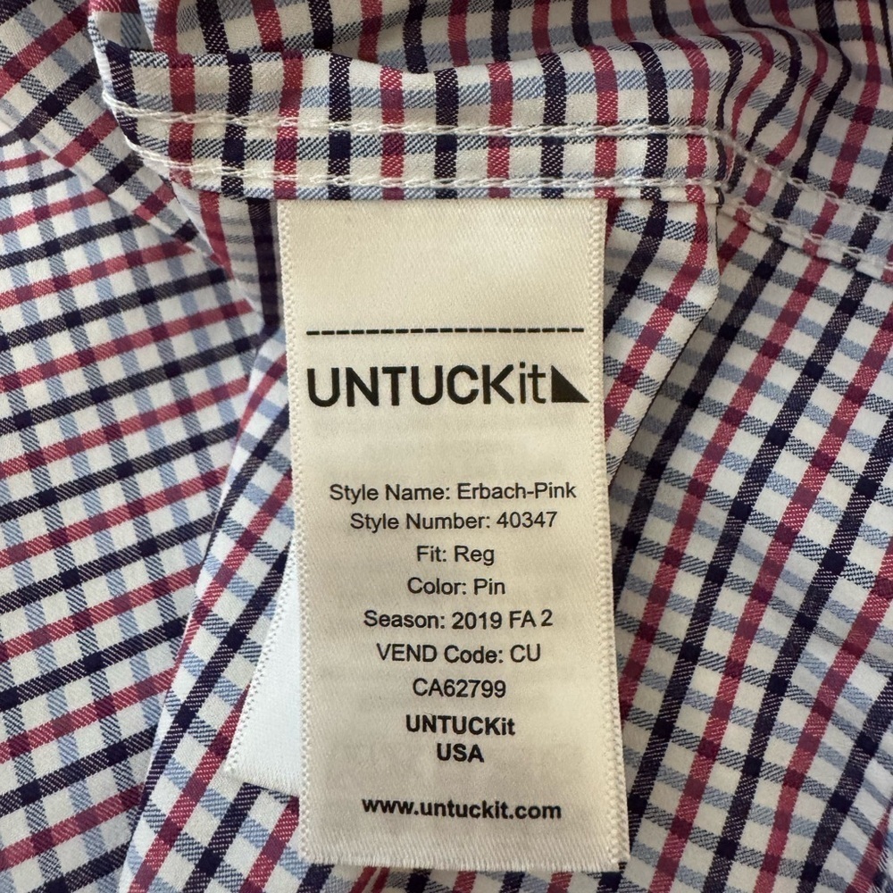 UNTUCKit ‎ Erbach Pink Men's Long Sleeve Shirt  Small Plaid XXXL - Picture 4 of 10